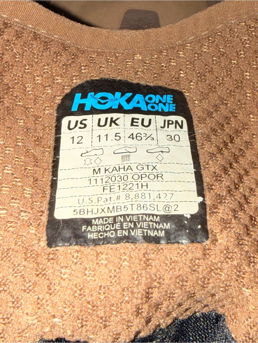 HOKA Kaha GTX Brown Tan Hiking Boots Gore-Tex Vibram Lightweight Support Size 12 - Picture 5 of 11